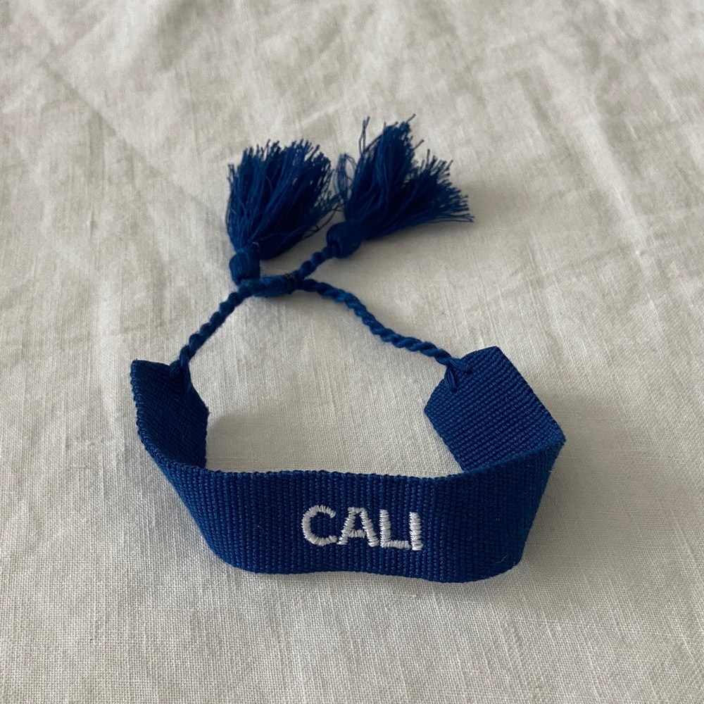 Blue embroidered bracelet